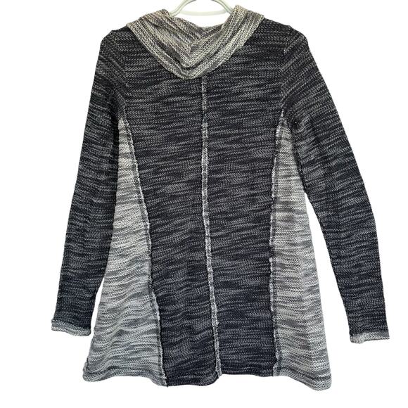 Maurices Cowl Neck Knit Pullover Sweater Women M Gray Crochet Pleated Patchwork - Picture 2 of 13